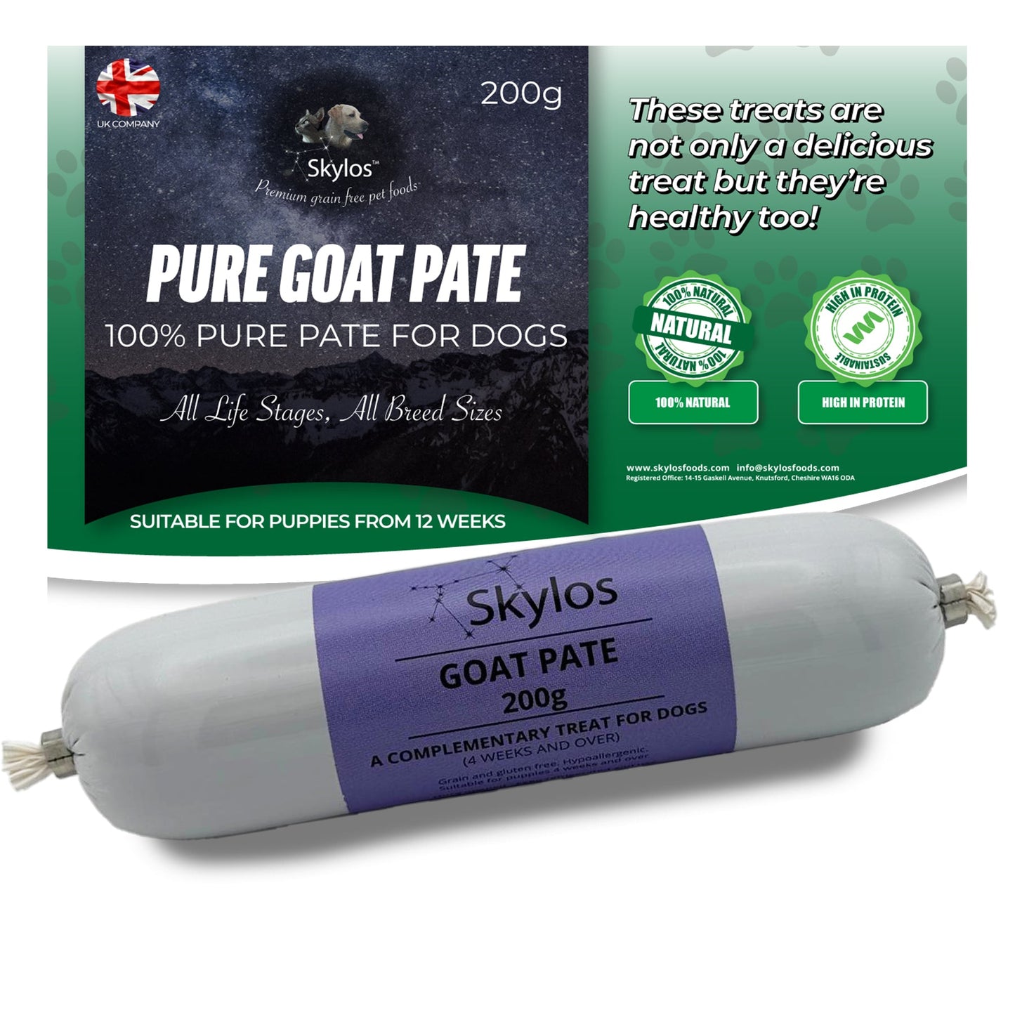 Skylos Pate in 8 Flavours and 2 Sizes, by the box.