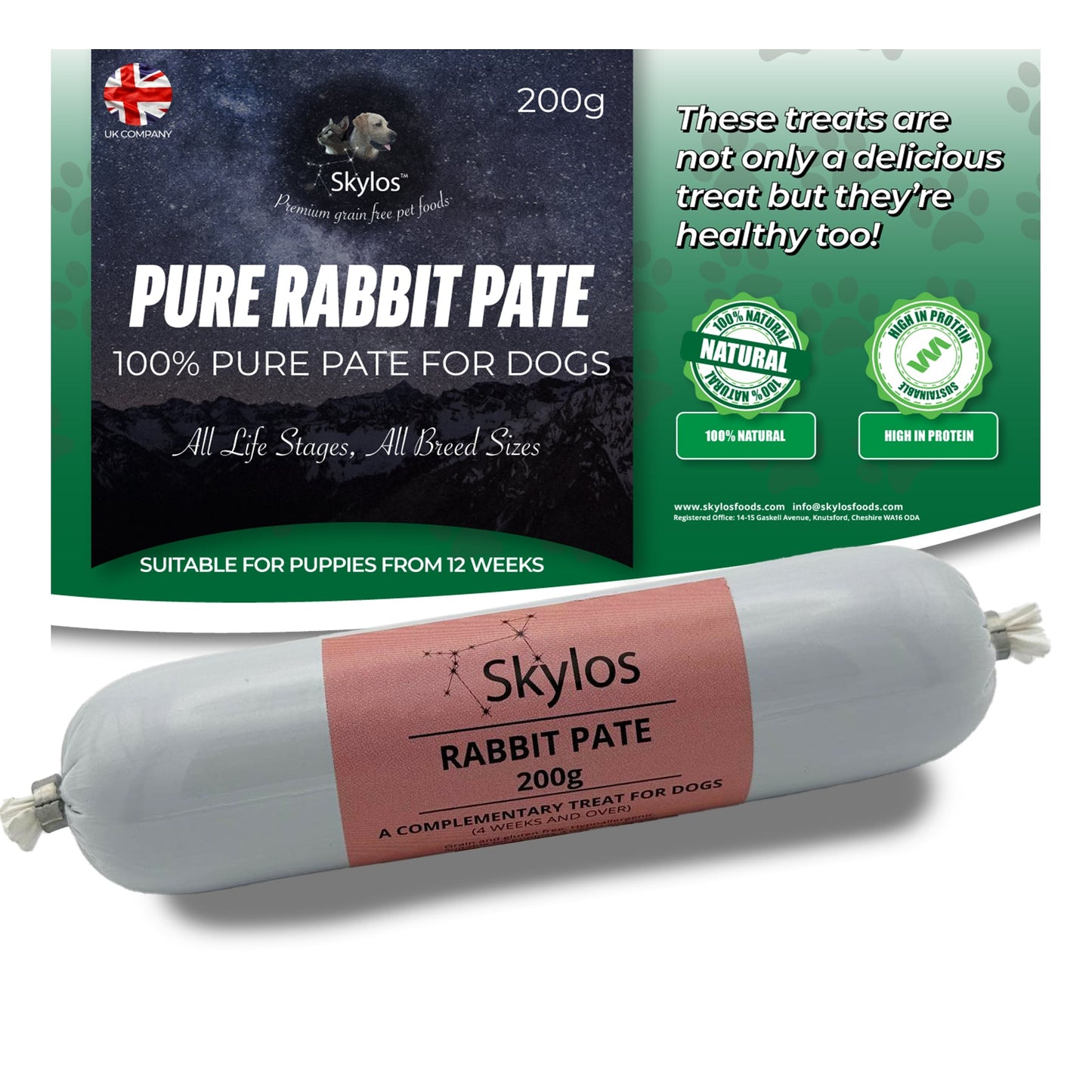 Skylos Pate in 8 Flavours and 2 Sizes, by the box.