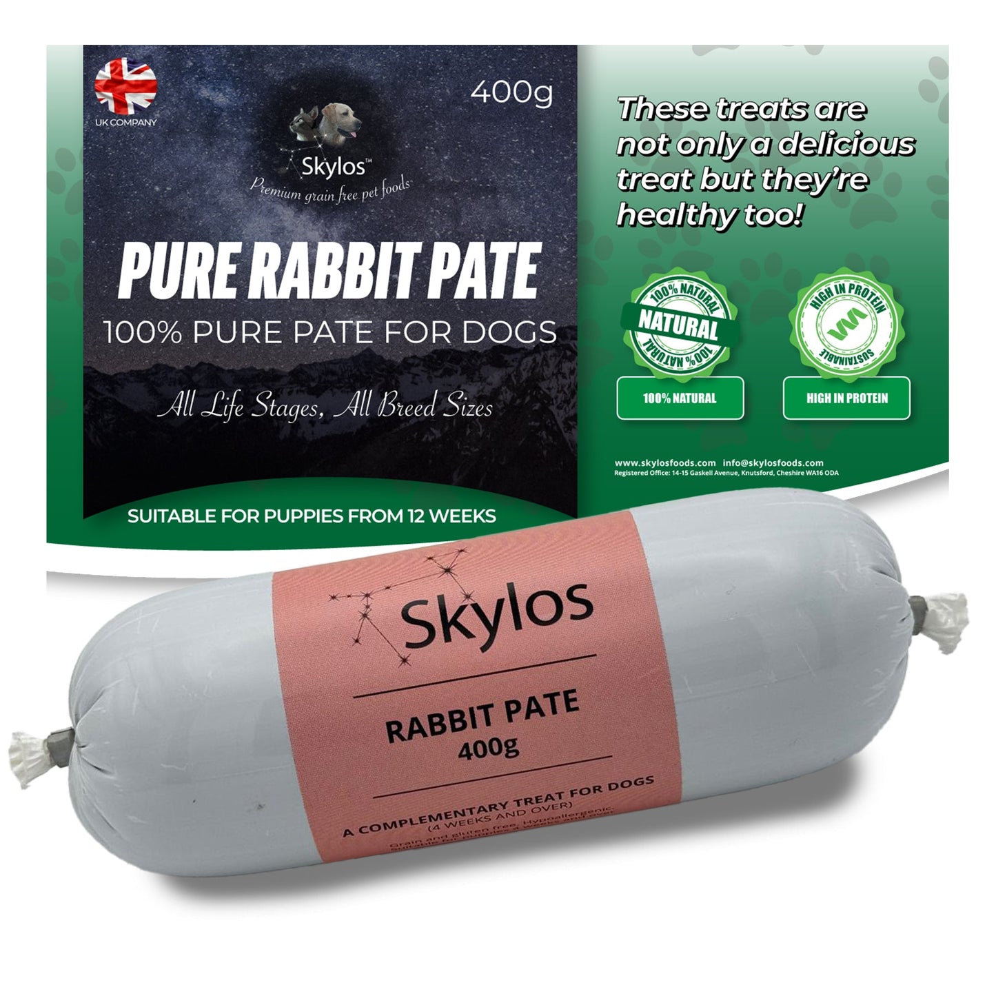 Skylos Pate in 8 Flavours and 2 Sizes, by the box.