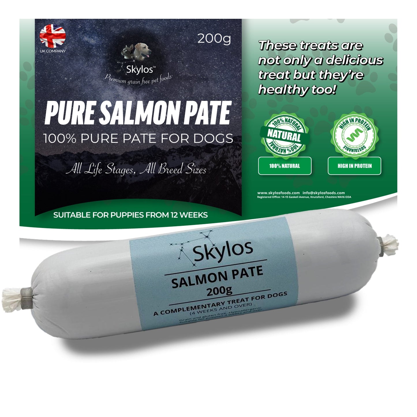 Skylos Pate in 8 Flavours and 2 Sizes, by the box.