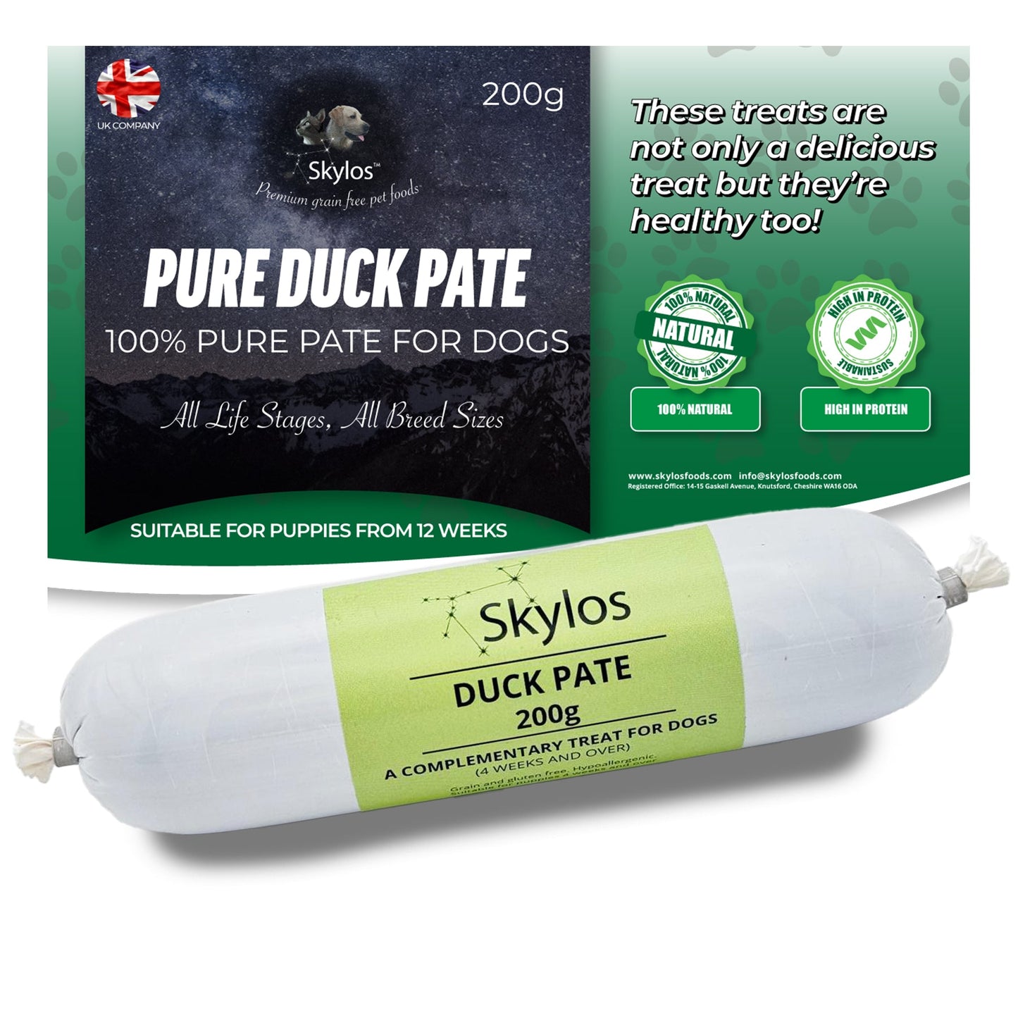 Skylos Pate in 8 Flavours and 2 Sizes, by the box.
