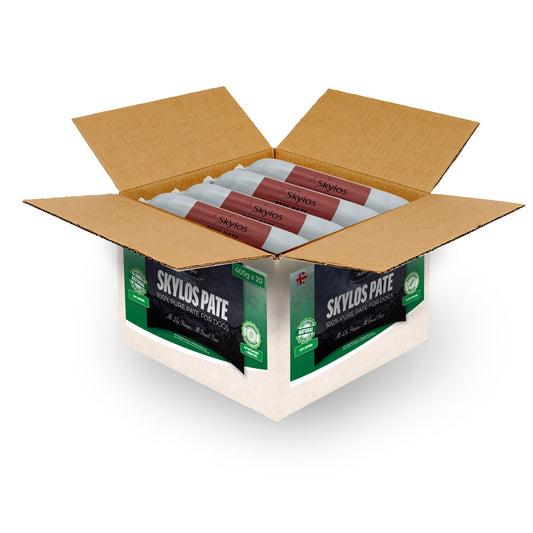 Skylos Pate in 8 Flavours and 2 Sizes, by the box.